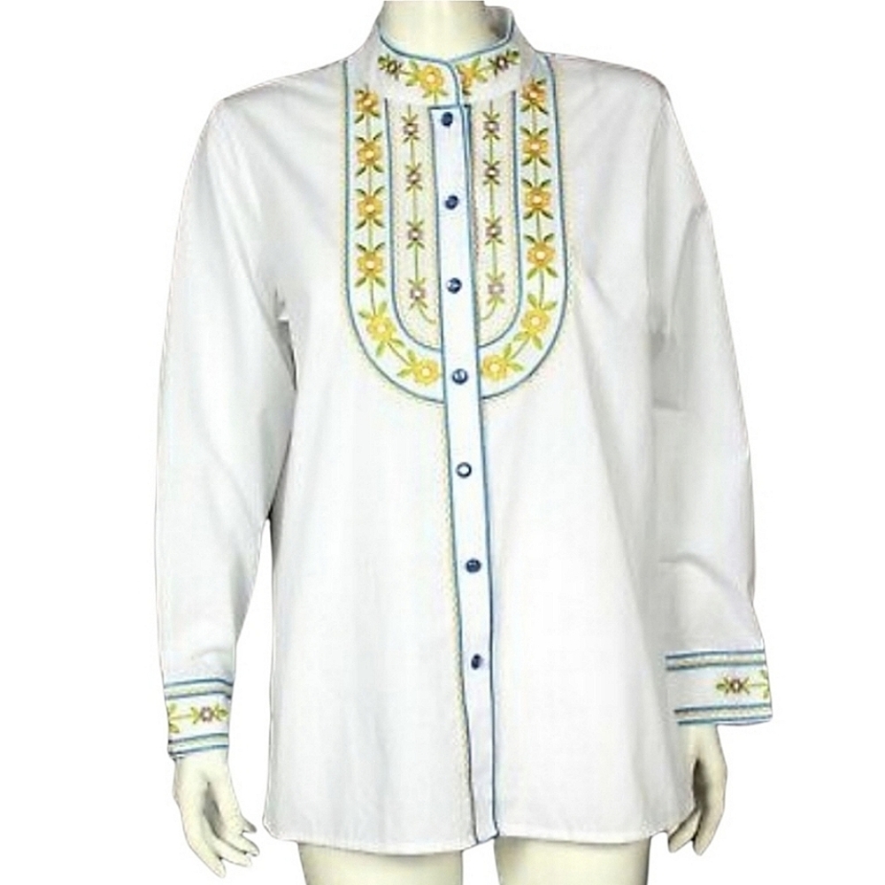 Bob Mackie wearable art button blouse